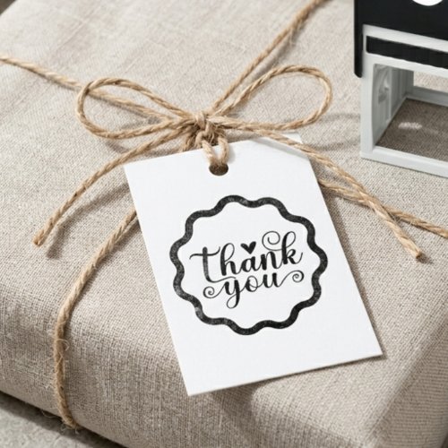Elegant Script Thank You Scalloped Border Self-inking Stamp