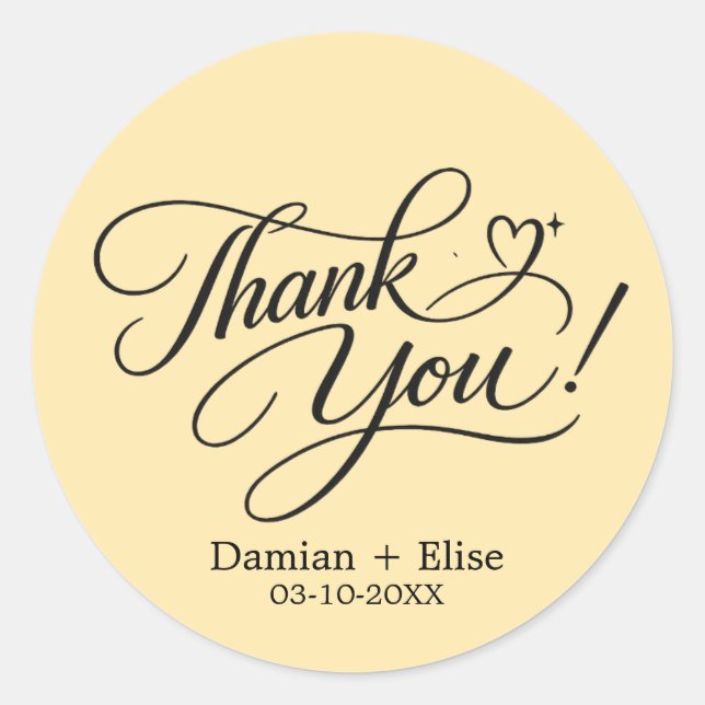 Elegant Script Thank You Sticker (Front)