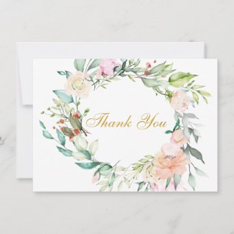 Elegant Script Thank You Watercolour Roses Floral | Zazzle