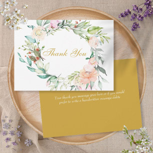 Elegant Script Thank You Watercolour Roses Floral Card