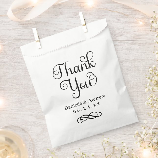 Elegant Script Thank You Wedding Favor Bag (Clipped)