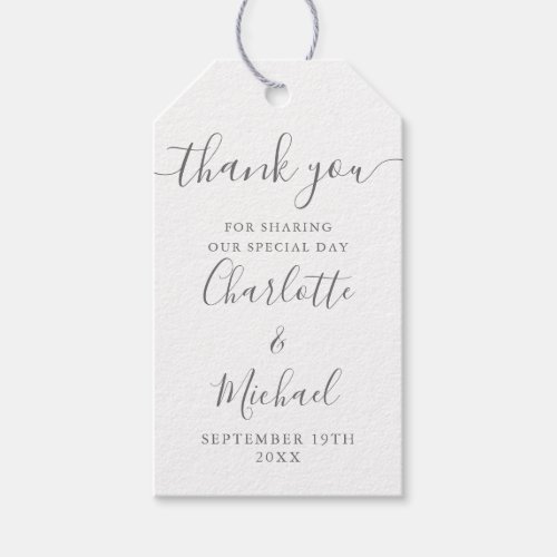 Elegant Script Thank You Wedding Favor Gift Tags