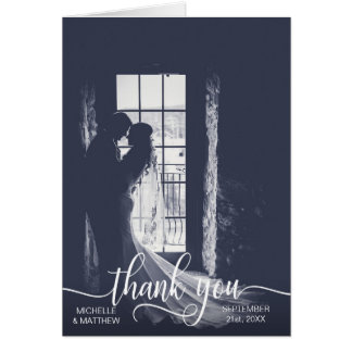 Elegant Script THANK YOU wedding note card | PHOTO