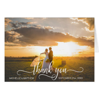 Elegant Script THANK YOU wedding note card | PHOTO
