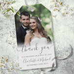 Elegant Script Thank You Wedding Photo Favor  Gift Tags<br><div class="desc">Featuring signature style names,  this elegant grey and white tag can be personalized with your special photo and thank you information in chic grey lettering. Designed by Thisisnotme©</div>