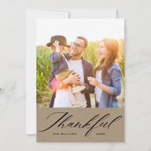 Elegant Script Thankful Photo Collage Thanksgving Holiday Card