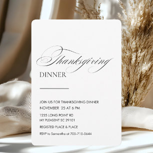 Elegant Script Thanksgiving Dinner Invitation