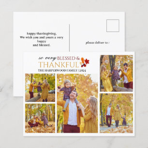 Elegant Script thanksgiving family photo Collage Holiday Postcard