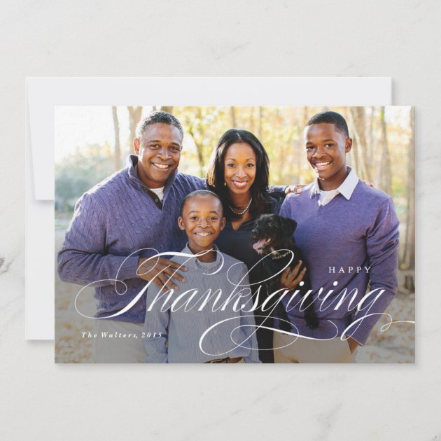 Elegant Script Thanksgiving Photo Card