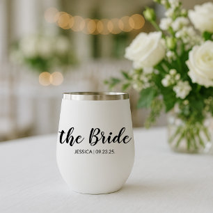 Elegant Script The Bride Personalized Wedding Wine Thermal Wine Tumbler