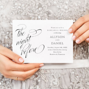 Elegant Script The Night Before Rehearsal Dinner Invitation