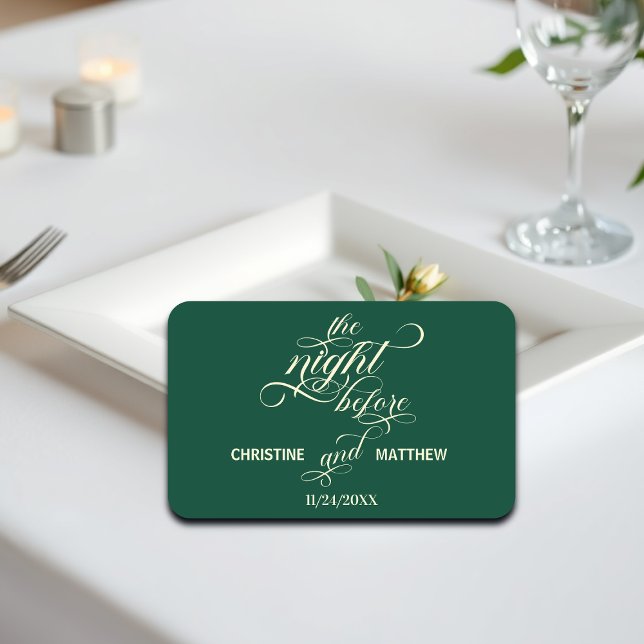 Elegant Script The Night Before Teal Wedding Favor Matchboxes (Creator Uploaded)