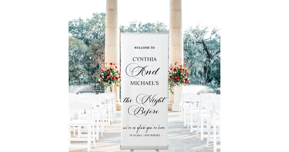 Elegant Script 'the Night Before' Wedding Retractable Banner | Zazzle