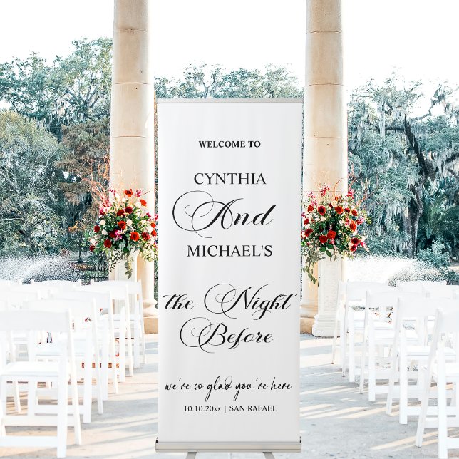 Elegant Script 'the Night Before' Wedding Retractable Banner (Creator Uploaded)