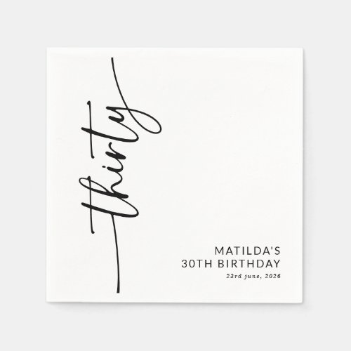 Elegant Script Thirty 30th Birthday Napkins