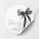 Elegant Script Thirty Bow 30th Birthday Party Classic Round Sticker<br><div class="desc">Elegant Script Thirty Bow 30th Birthday Party Classic Round Sticker.

Make it yours with easy customization. Need a custom order? Just send us a message,  we’re here to help. Kindly note that response times may vary slightly due to the time difference.</div>