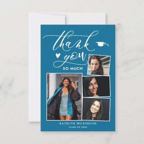 Elegant Script Turquoise Graduation Thank You Card