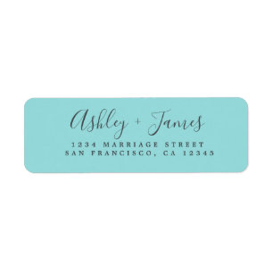 Elegant Script Turquoise Wedding Return Address Label