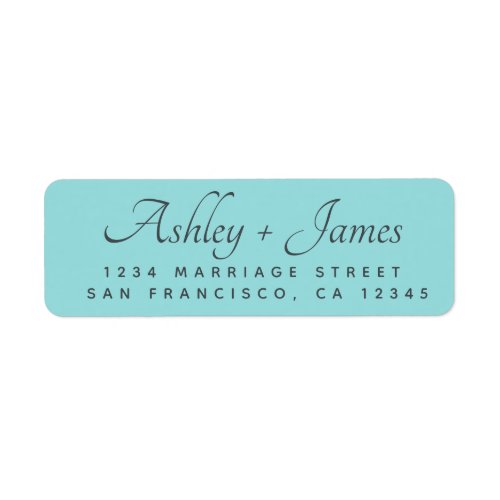 Elegant Script Turquoise Wedding Return Address Label