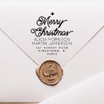 Elegant Script Two Last Names Christmas Address Self-inking Stamp<br><div class="desc">This elegant Christmas return address stamp is perfect for a couple with two different last names or for a person with a double surname! The stamp features Christmas greetings in a bold festive vintage script: the template reads ´´Merry Christmas´´. In the middle, there are your names in a more delicate...</div>