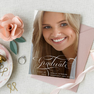 Elegant Script Two Photo Graduation Announcement