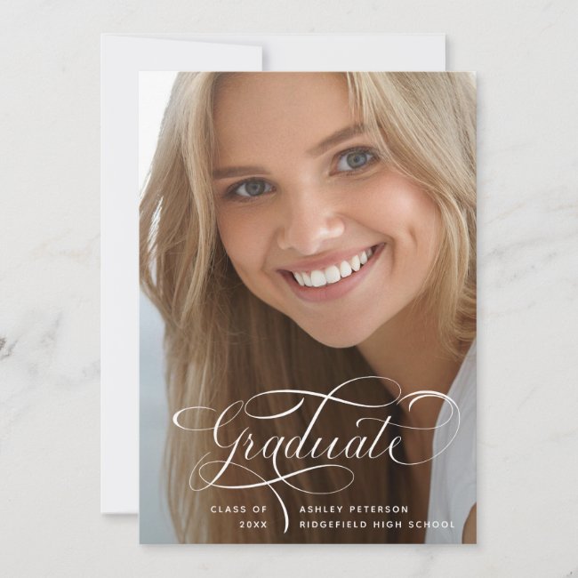 Elegant Script | Two Photo Graduation Announcement