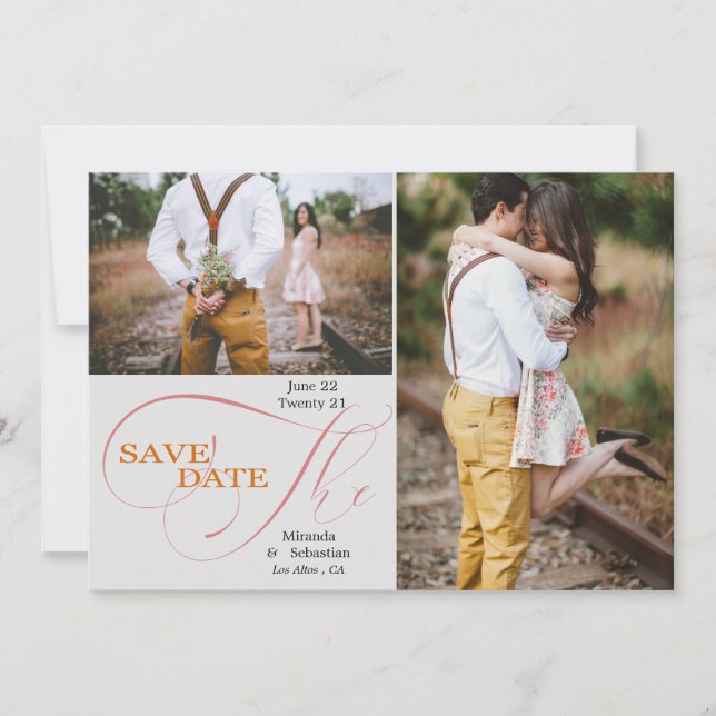 Elegant Script Typography 2 Photo Save the Date (Front)