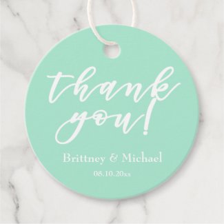 Elegant Script Typography | Aqua Mint Thank You Favor Tags