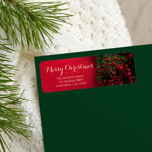 Elegant Script Typography Business Holiday Red  Label (Creator Uploaded)