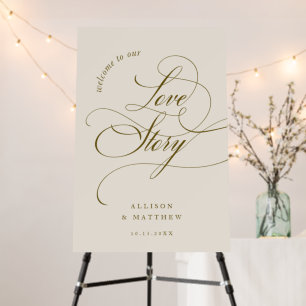Elegant script Typography Cream Love Story Wedding Foam Board