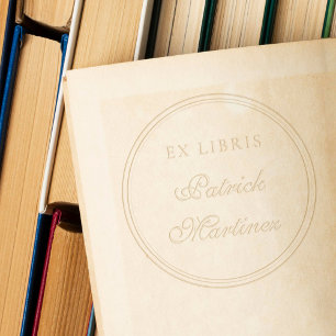 Elegant Script Typography Ex Libris Custom Name Embosser