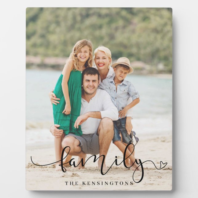 Elegant Script Typography Family Photo Plaque (Front)
