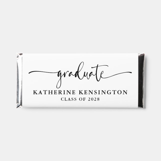 Elegant Script Typography Graduation Hershey Bar Favors (Front)