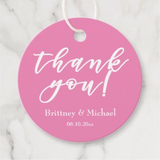 Elegant Script Typography | Hot Pink Thank You Favor Tags