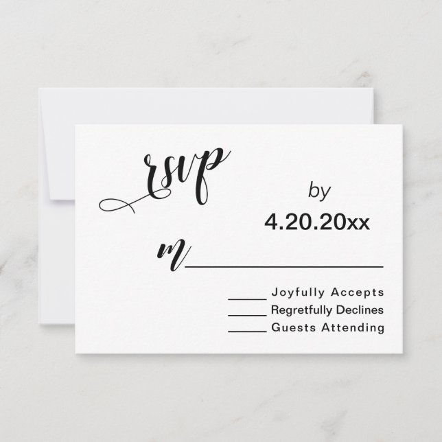 Elegant Script Typography, Minimal Wedding RSVP Card (Front)