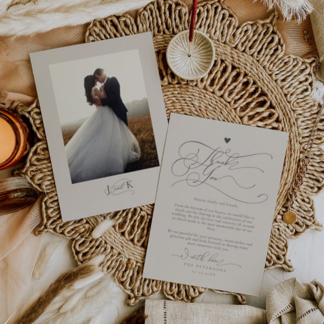 Elegant Script Typography Sand Wedding  Thank You Card (Creator Uploaded)