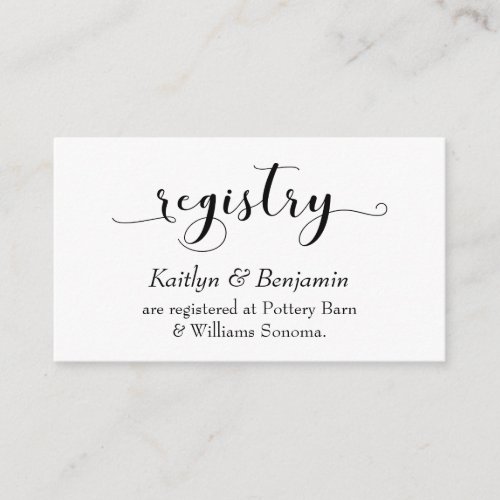 Elegant Script Typography Simple Wedding Registry Enclosure Card