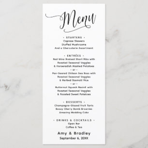 Elegant Script Typography Simple White Menu