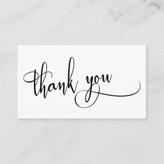 Elegant Script Typography Thank You Wedding Favor Enclosure Card (Front)