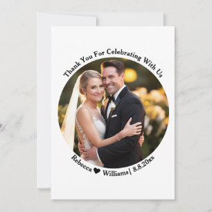 Elegant Script typography thank you wedding photo Card