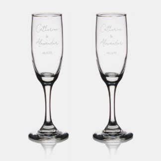 Elegant Script Typography Wedding Champagne Flute