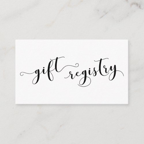 Elegant Script Typography Wedding Gift Registry Enclosure Card