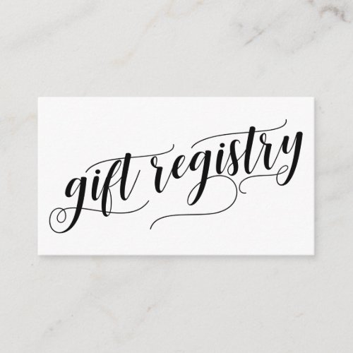 Elegant Script Typography Wedding Gift Registry Enclosure Card