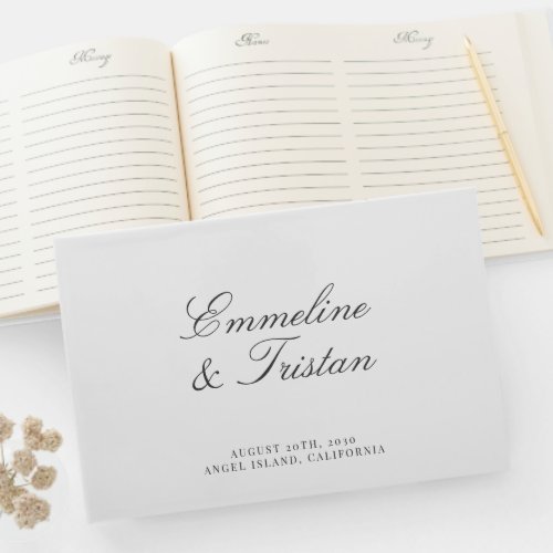 Elegant Script Typography Wedding Guest Book