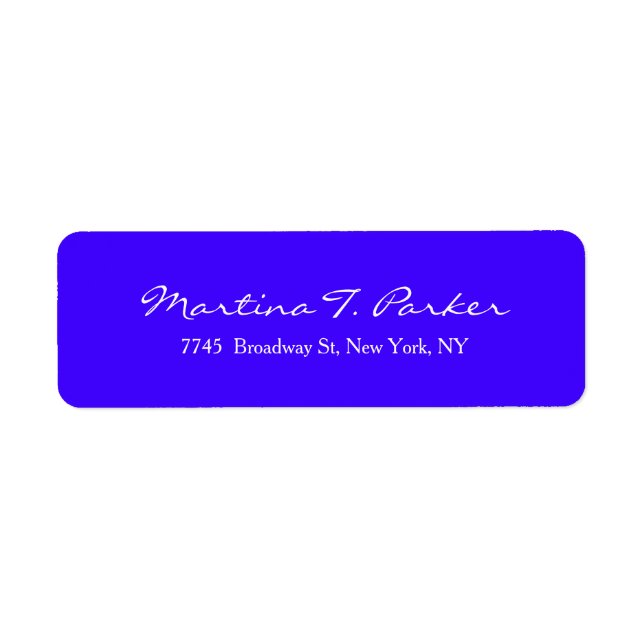 Elegant Script Ultramarine Blue Unique Feminine Label (Front)
