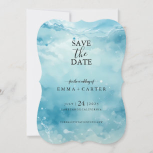 Elegant Script Under Sea Save the Date Watercolor