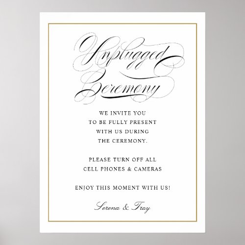 Elegant Script Unplugged Ceremony Sign Wedding