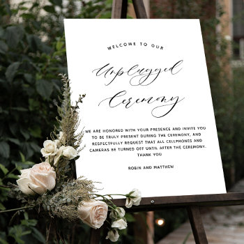 Elegant Script Unplugged Ceremony Wedding Sign by One2InspireDesigns at Zazzle