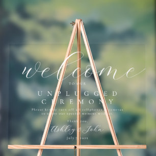 Elegant Script Unplugged Wedding Acrylic Sign
