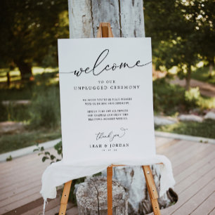Elegant Script Unplugged Wedding Ceremony Sign